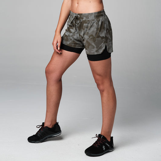 Drop And Give Me Reflective Camo Double Layer Shorts
