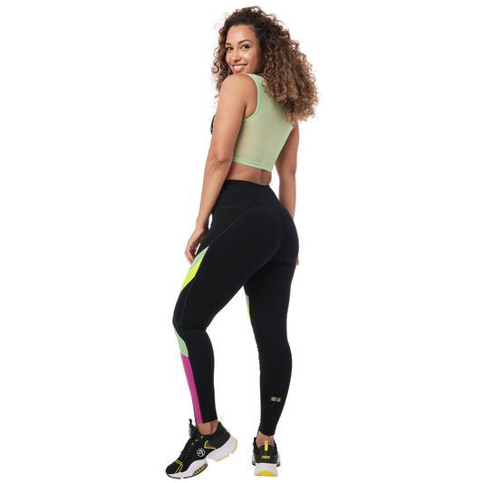Zumba Color Blocked High Waisted Ankle Leggings