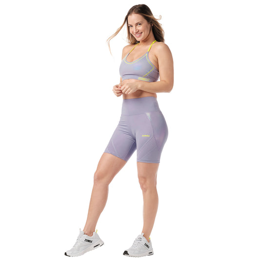 Zumba Futuristic High Waisted Biker Shorts
