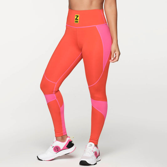 Zumba Forever Color Blocked High Waisted Ankle Leggings
