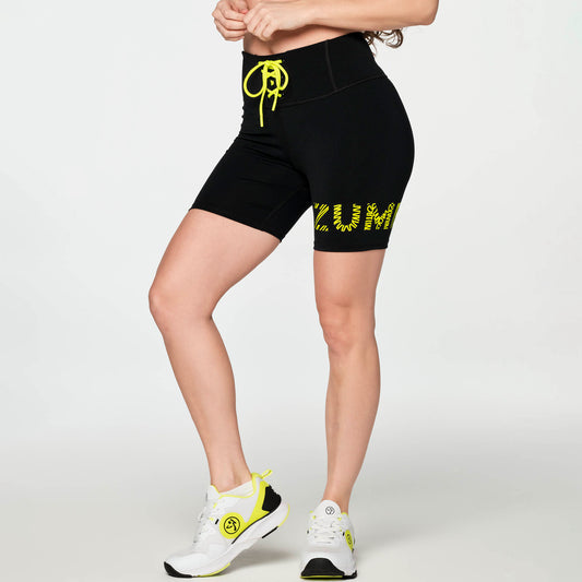 Zumba Happy Laced Up Waistband Biker Shorts