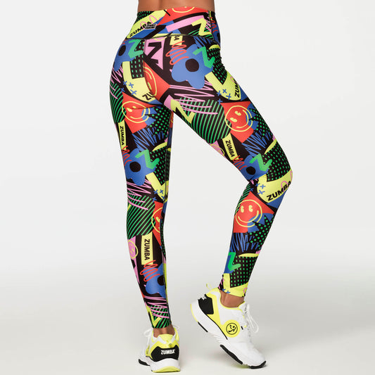 Zumba Happy And Fun High Waisted Ankle Leggings