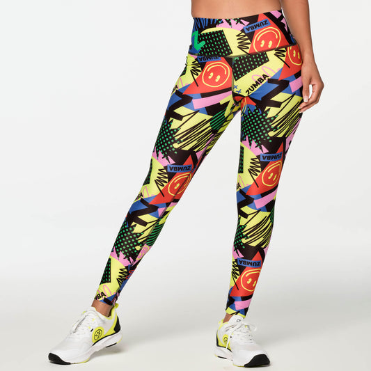 Zumba Happy And Fun High Waisted Ankle Leggings