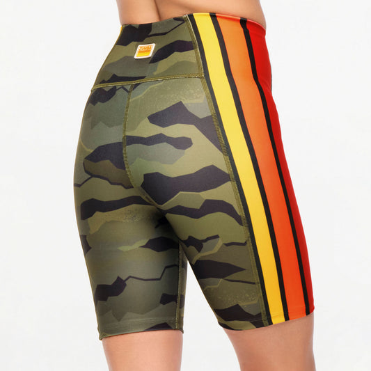 Zumba Explore High Waisted Biker Shorts - Olive Expedition