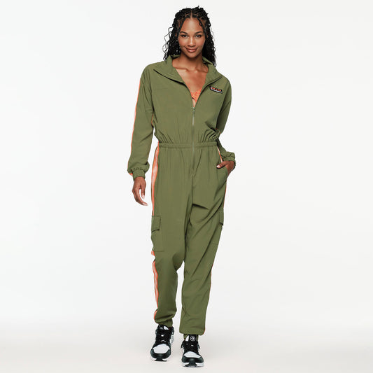 ZW X GW Mock Neck Woven Cargo Jumpsuit