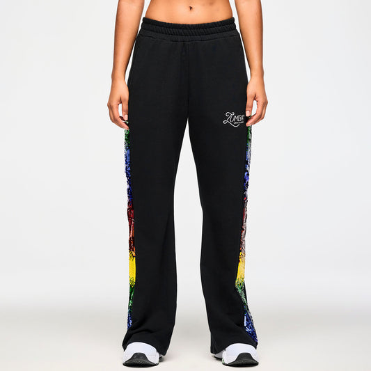 Zumba Wide Leg Sweatpants With Sequin Panels
