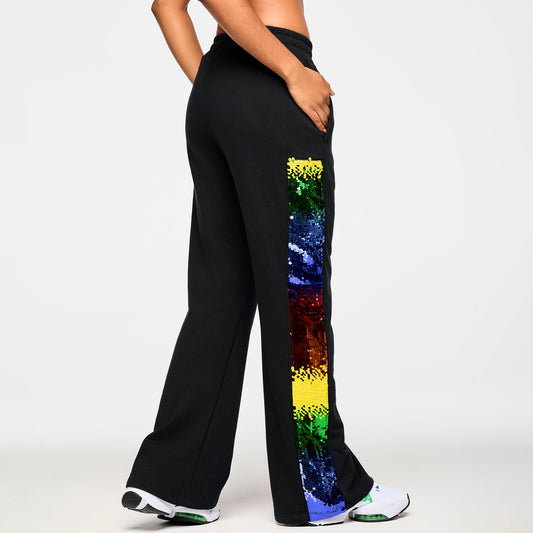 Zumba Wide Leg Sweatpants With Sequin Panels