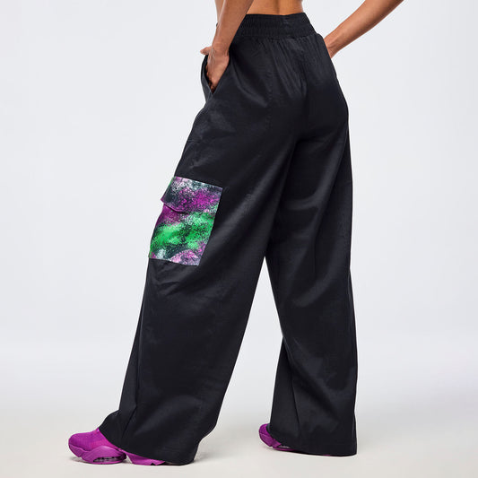 Apres Zumba Wide Leg Woven Cargo Pants