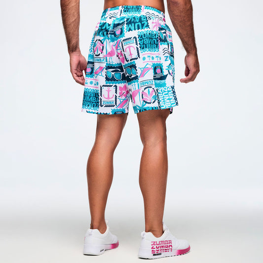 Zumba Cruise Mesh Shorts - White/Blue