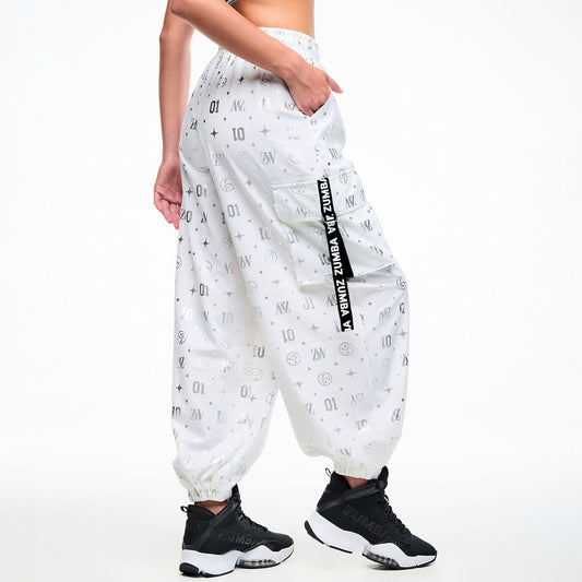 Dale-Z Parachute Cargo Pants - White/Silver