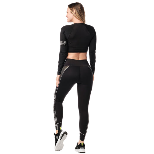 Zumba Futuristic Long Sleeve Crop Top