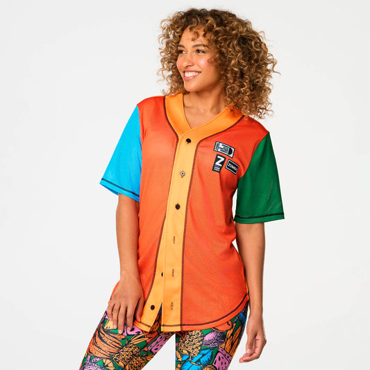 Zumba Sunset Short Sleeve Button Up