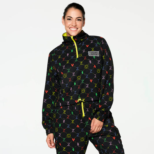 Zumba Happy High Neck Crop Pullover