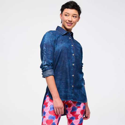 Zumba Love High-Low Button Down