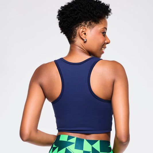 Zumba Out Loud Longline Bra - Navy/Green