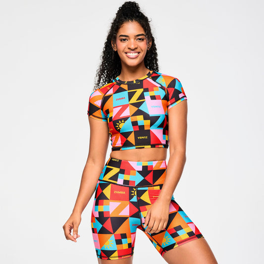 Zumba Rays Cap Sleeve Crop Top