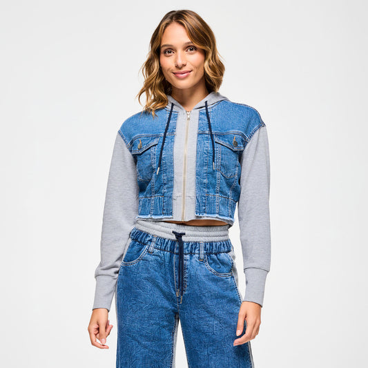 Blue Jean Crop Pullover Hoodie