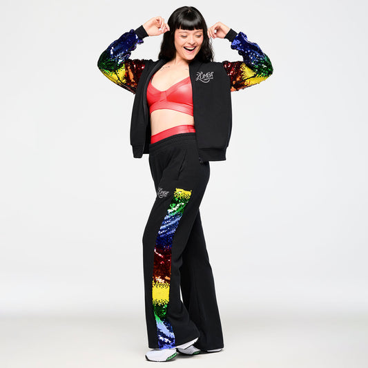 Zumba Bomber Jacket With Sequin Sleeves