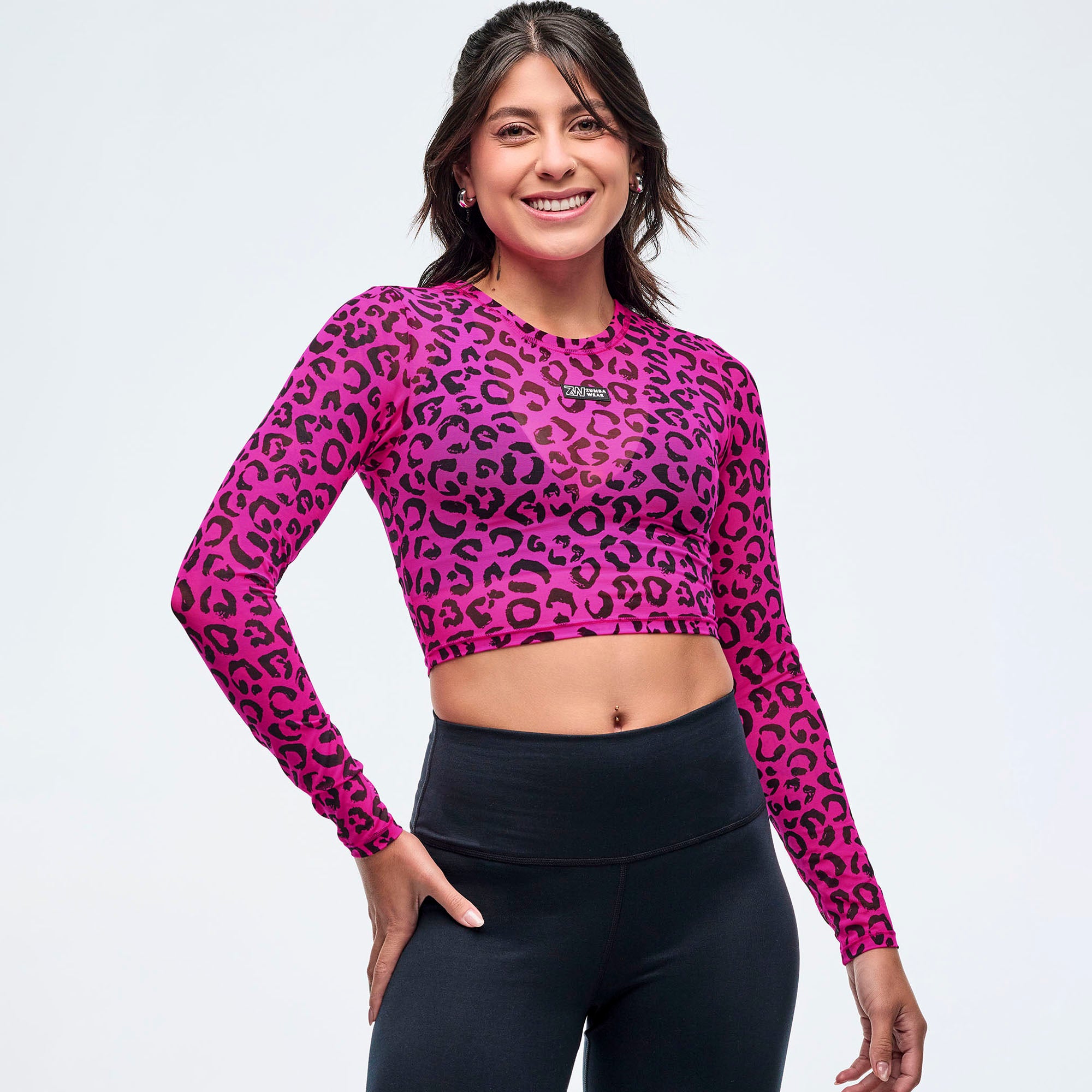 トップス ZUMBA Wildbeat Long Sleeve Mesh Crop Top Sizzlin' Long Sleeve Mesh Crop Top – Zumba Factory