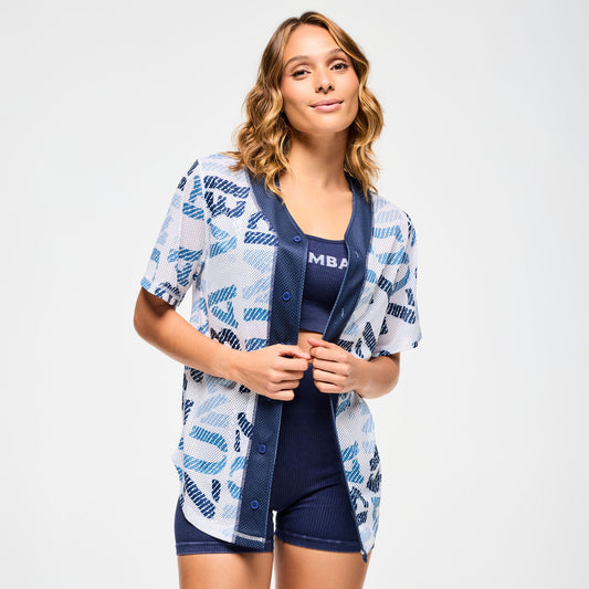 Blue Jean Baseball Button-Up Jersey