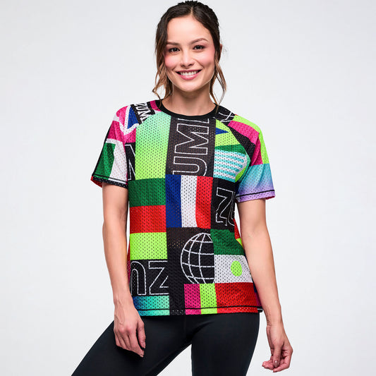 Worldwide Mesh Crew Neck Top