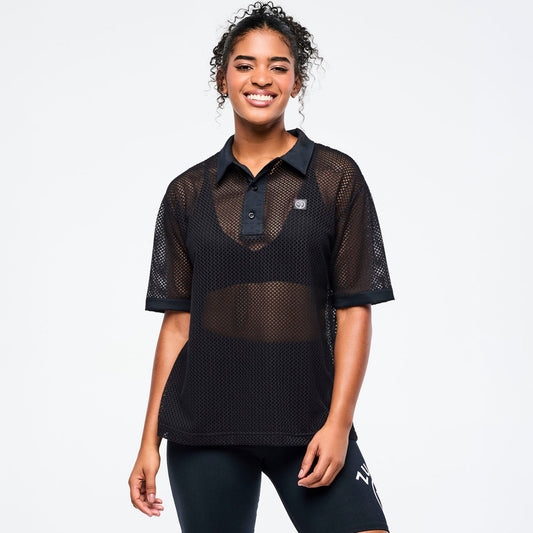 Zumba Basic Oversized Mesh Polo