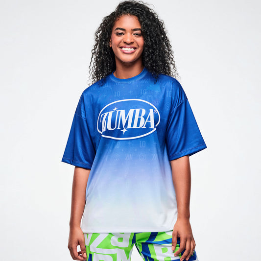 Dale-Z Oversized Drop Shoulder Tee - Blue/White