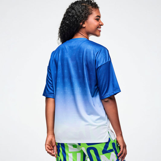 Dale-Z Oversized Drop Shoulder Tee - Blue/White