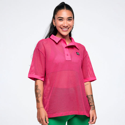Color Spree Oversized Mesh Polo