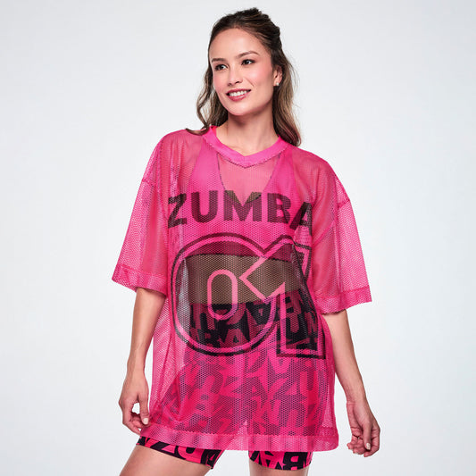 Ultrabright Oversized Mesh V-Neck Top