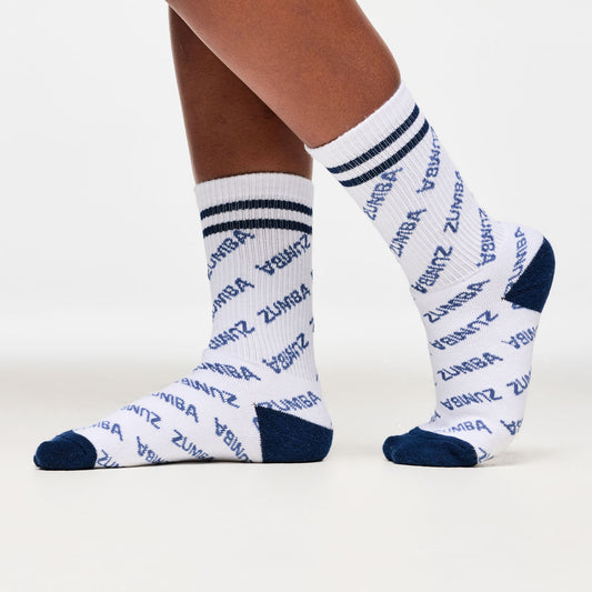 Blue Jean High Socks - White