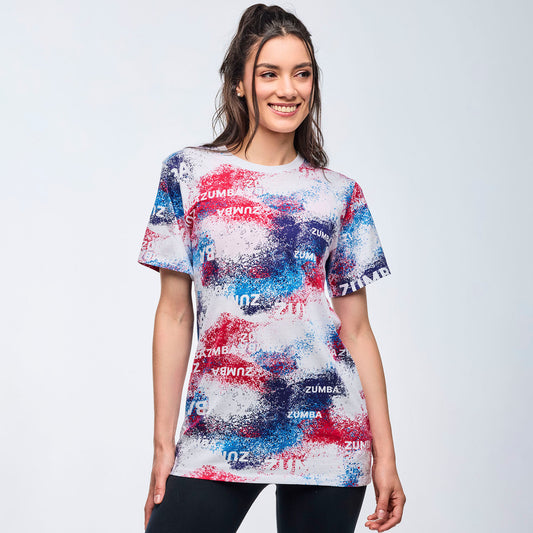 Apres Zumba Unisex Crew Neck Tee - Blue/White