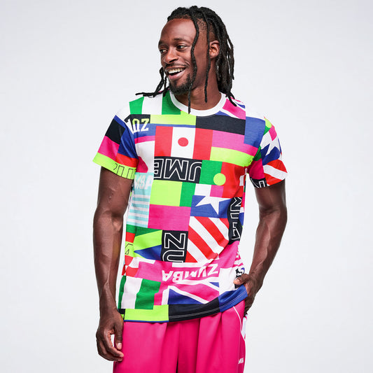 Worldwide Unisex Crew Neck Tee - White/Pink