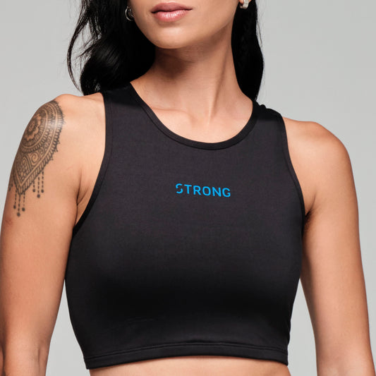 Strong ID Electric High Neck Mid Crop Tank