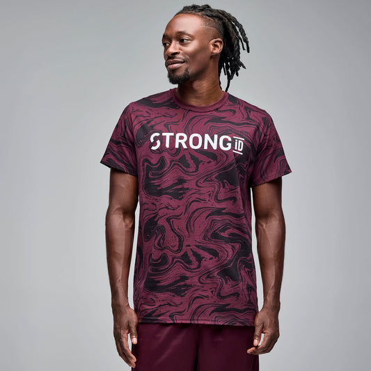 STRONG iD Unisex Tee - Burgundy/Black
