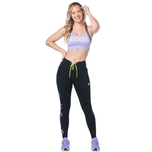 Zumba Dance Co. Laced Up Waistband Ankle Leggings