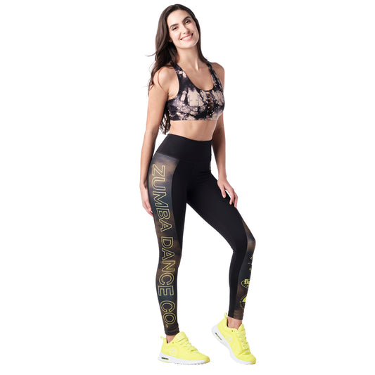 Zumba Dance Co. High Waisted Panel Ankle Leggings