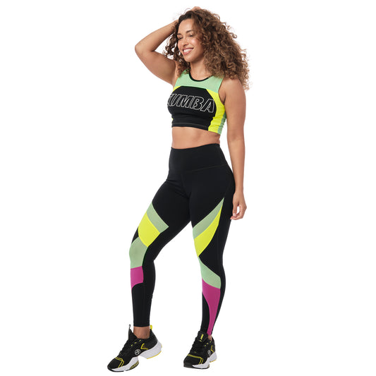 Zumba Color Blocked High Waisted Ankle Leggings
