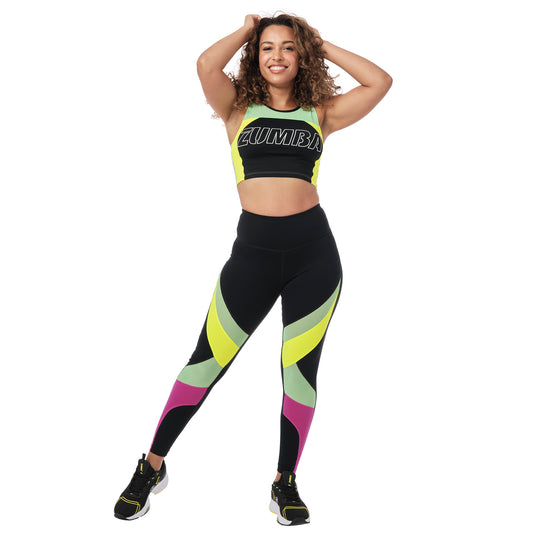 Zumba Color Blocked High Waisted Ankle Leggings