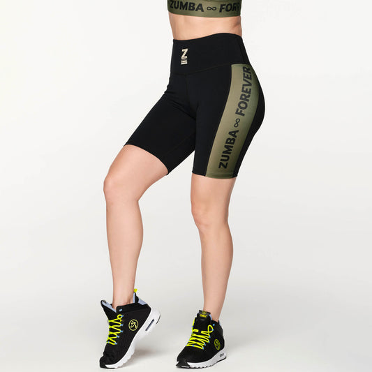 Zumba Forever Panel High Waisted Biker Shorts