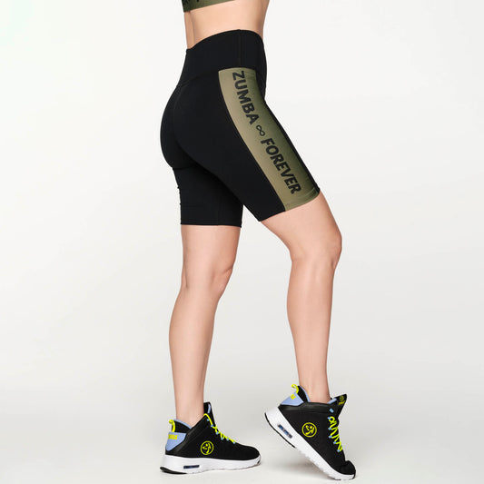 Zumba Forever Panel High Waisted Biker Shorts