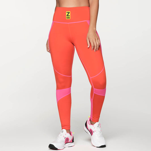 Zumba Forever Color Blocked High Waisted Ankle Leggings