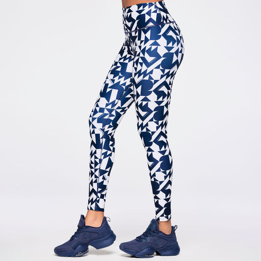 Zumba Out Loud High Waisted Ankle Leggings - Navy/White