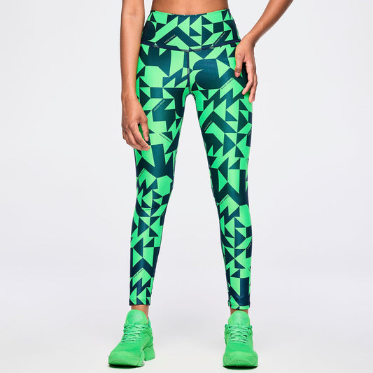 Zumba Out Loud High Waisted Ankle Leggings - Navy/Green