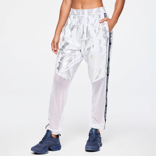 Zumba Out Loud High Waisted Woven Track Pants With Mesh