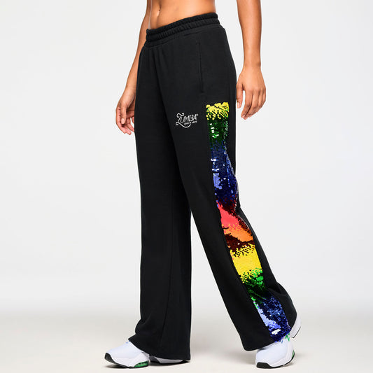 Zumba Wide Leg Sweatpants With Sequin Panels
