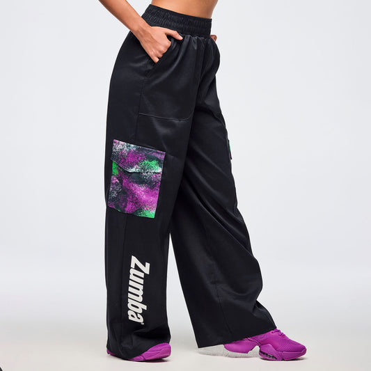 Apres Zumba Wide Leg Woven Cargo Pants