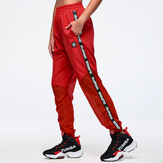 Eastern Flavor High Waisted Woven Track Pants With Mesh
