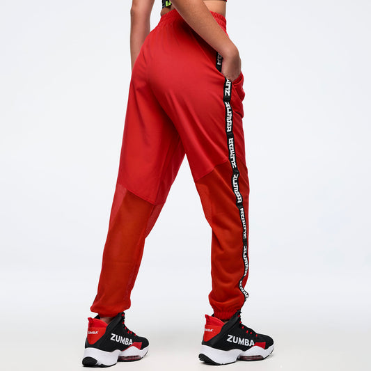 Eastern Flavor High Waisted Woven Track Pants With Mesh