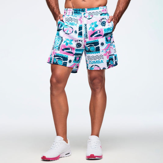 Zumba Cruise Mesh Shorts - White/Blue